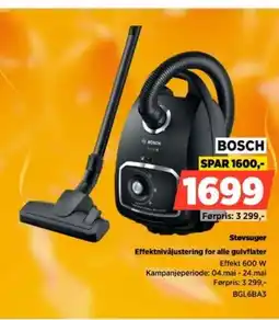 POWER BOSCH Støvsuger Effektnivåjustering for alle gulvflater tilbud