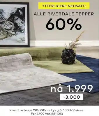 Skeidar Riverdale teppe tilbud