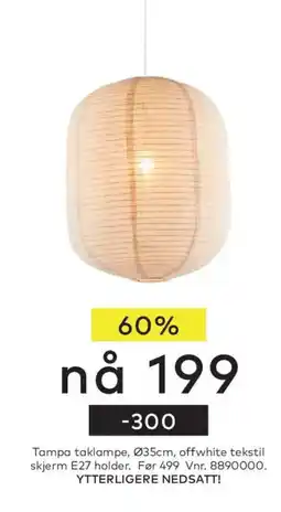 Skeidar Tampa taklampe tilbud