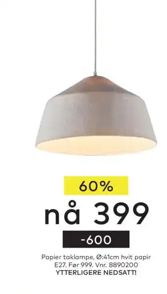 Skeidar Papier taklampe tilbud