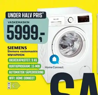 Skousen Siemens vaskemaskin WM14PIHDN tilbud