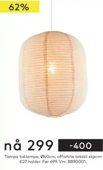 Skeidar Tampa taklampe tilbud