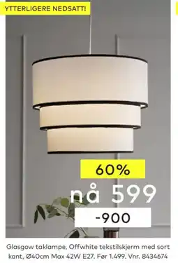 Skeidar Glasgow taklampe tilbud