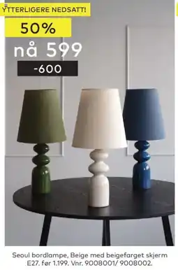 Skeidar Seoul bordlampe tilbud