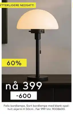 Skeidar Felix bordlampe tilbud