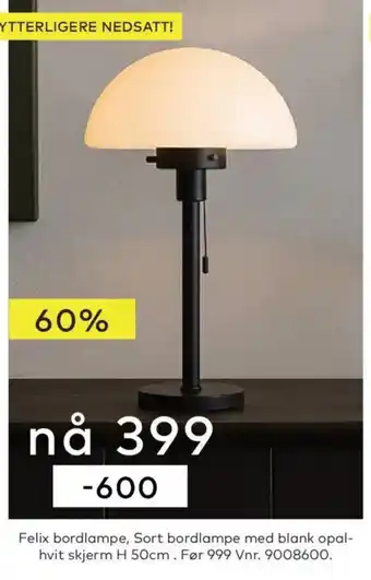 Skeidar Felix bordlampe tilbud