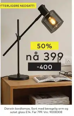 Skeidar Darwin bordlampe tilbud