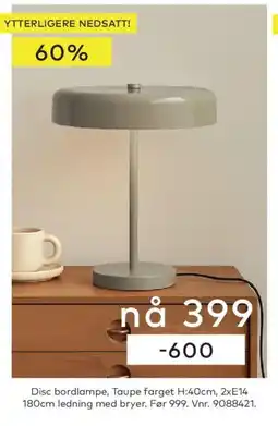 Skeidar Disc bordlampe tilbud