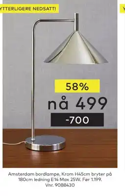 Skeidar Amsterdam bordlampe tilbud