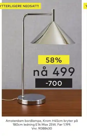 Skeidar Amsterdam bordlampe tilbud