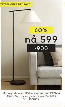 Skeidar Mikha gulvlampe tilbud
