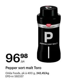 Storcash Pepper sort malt Toro tilbud