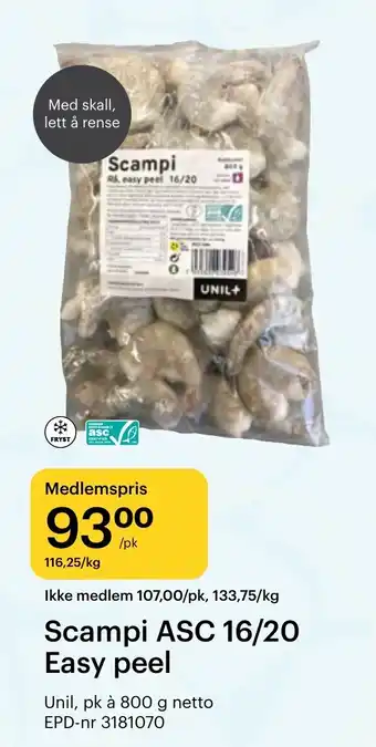 Storcash Scampi ASC 16/20 Easy peel tilbud