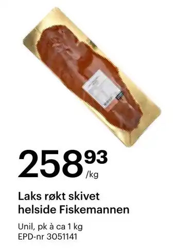 Storcash Laks røkt skivet helside Fiskemannen tilbud