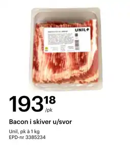 Storcash Bacon i skiver u/svor tilbud