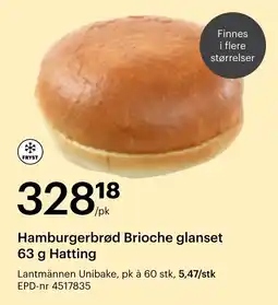 Storcash Hamburgerbrød Brioche glanset Hatting tilbud