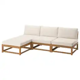 IKEA NÄmmarÖ 3-seters sofa med sjeselong, utendørs lys brunbeiset/frösön/duvholmen beige, 243 cm tilbud