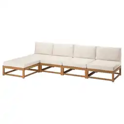 IKEA NÄmmarÖ 4-seters sofa med sjeselong, utendørs lys brunbeiset/frösön/duvholmen beige, 324 cm tilbud