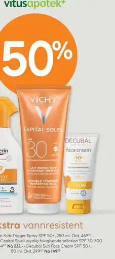 Vitusapotek Decubal Sun Face Cream SPF 50+ tilbud