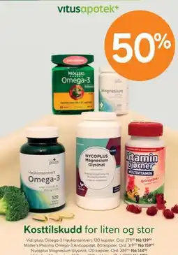 Vitusapotek Vidi pluss Omega-3 Høykonsentrert tilbud