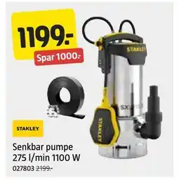 Jula Senkbar pumpe 275 l/min 1100 W tilbud