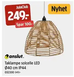 Jula Taklampe solcelle LED Ø40 cm IP44, Medlemspris tilbud
