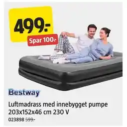 Jula Luftmadrass med innebygget pumpe 203x152x46 cm 230 V tilbud