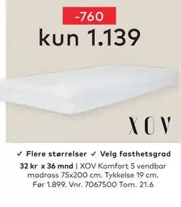 Skeidar XOV Komfort 5 vendbar madrass tilbud