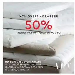 Skeidar XOV KOMFORT 5 OVERMADRASS tilbud