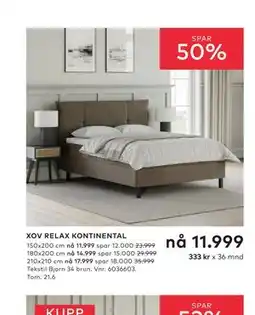 Skeidar XOV RELAX KONTINENTAL tilbud