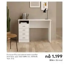 Skeidar Function Plus skrivebord med 4 skuffer tilbud