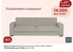 Møbelringen Maemo 3-seter, Medlemspris tilbud