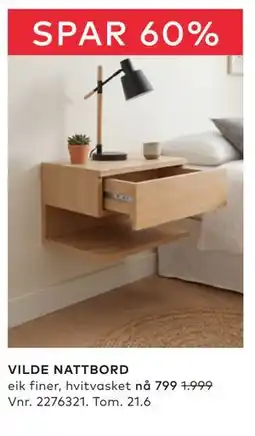 Skeidar VILDE NATTBORD tilbud