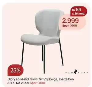 Møbelringen Glory spisestol tilbud
