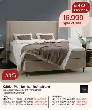 Møbelringen Kvitfjell Premium kontinentalseng tilbud