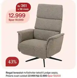 Møbelringen Regal lenestol tilbud