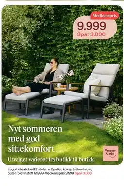 Møbelringen Lugo hvilestolsett, Medlemspris tilbud