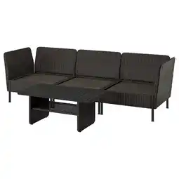 IKEA VittskÄr 3-seters møbelgruppe, utendørs/plastrotting mørk grå tilbud