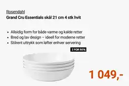 Kitch'n Rosendahl grand cru essentials skål 21 cm 4 stk hvit tilbud