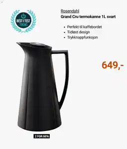 Kitch'n Rosendahl grand cru termokanne 1l svart tilbud