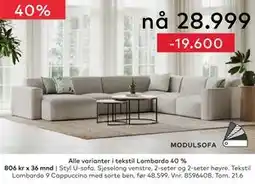 Skeidar Styl U-sofa tilbud