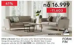 Skeidar Noor 2.5-seter sofa tilbud