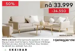 Skeidar Villa hjørnesofa tilbud