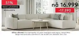Skeidar Evo hjørnesofa tilbud