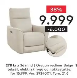 Skeidar Oregon recliner Beige tilbud