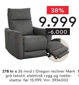Skeidar Oregon recliner Mørk grå tilbud