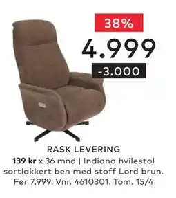 Skeidar Indiana hvilestol tilbud