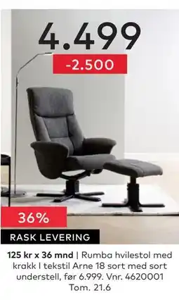 Skeidar Rumba hvilestol med krakk tilbud