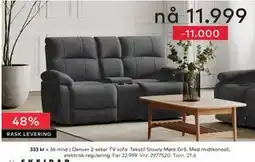 Skeidar Denver 2-seter TV sofa Tekstil Slowly Mørk Grå tilbud