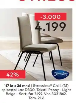 Skeidar Stressless Chilli (M) spisestol Lav D300 tilbud